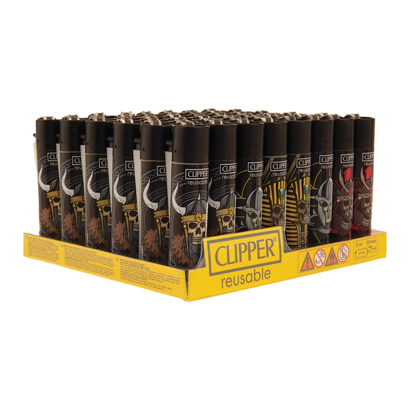 Display Clipper Classic Lighters Skull 4 48 Pcs