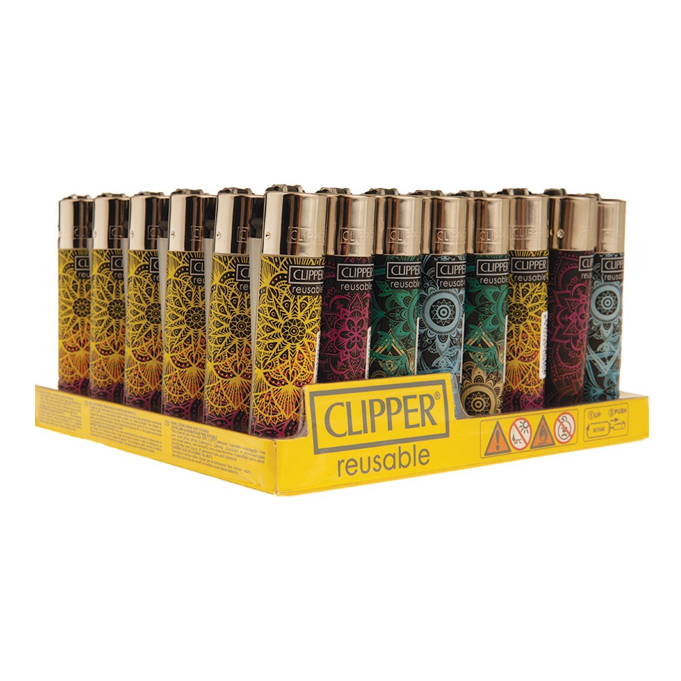 Display Clipper Classic Lighters Pattern Mandala 48 Pcs