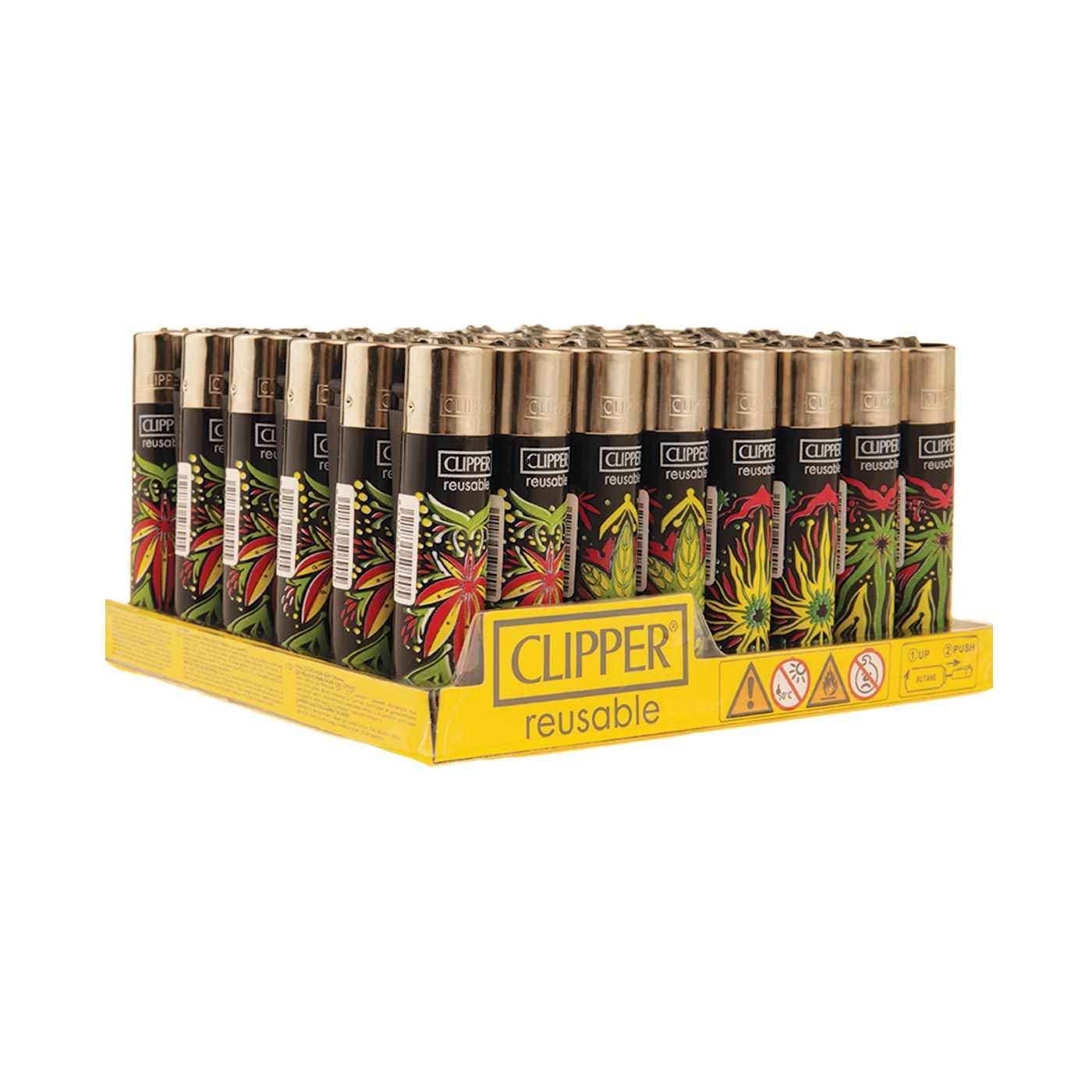 Display Clipper Classic Lighters Artsy Leaves 48 Pcs