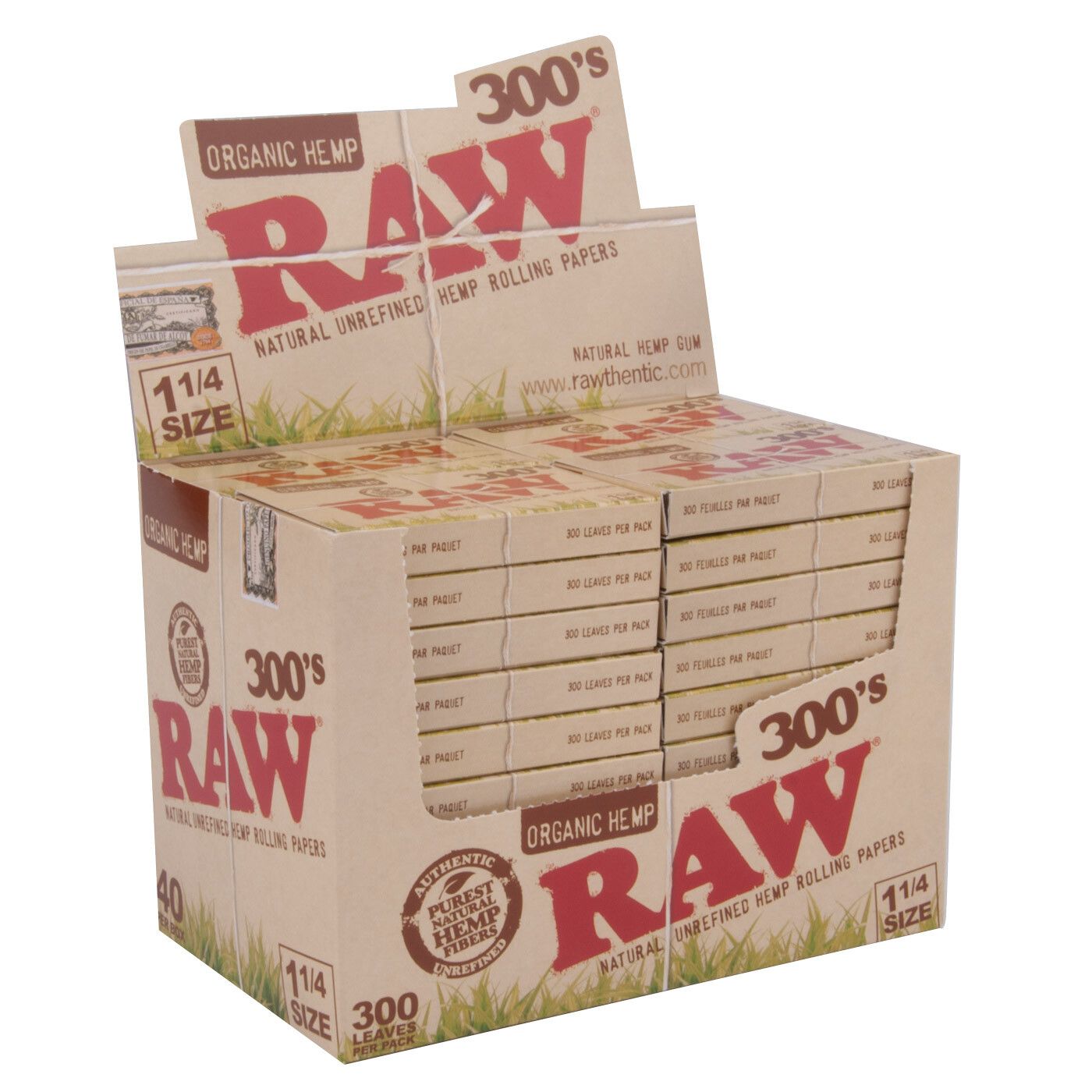 Display Raw 300 Organic 1 1/4 400 Leaves 40 Pcs