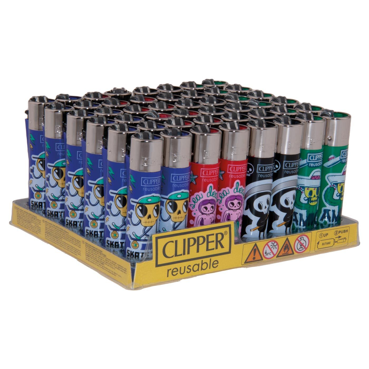 Clipper Lighters Sticker Skulls 48 Pcs
