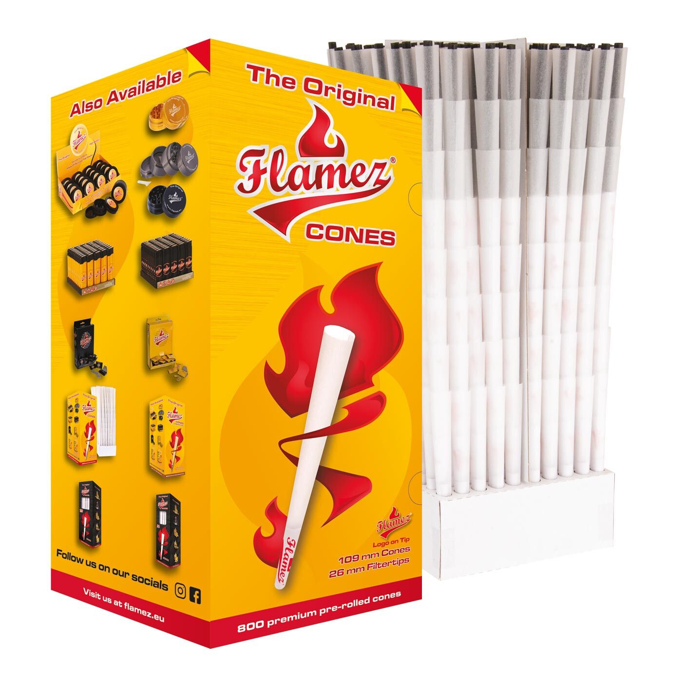 Flamez Cones Kingsize Bleached 109/26Mm Red Logo 800Pcs