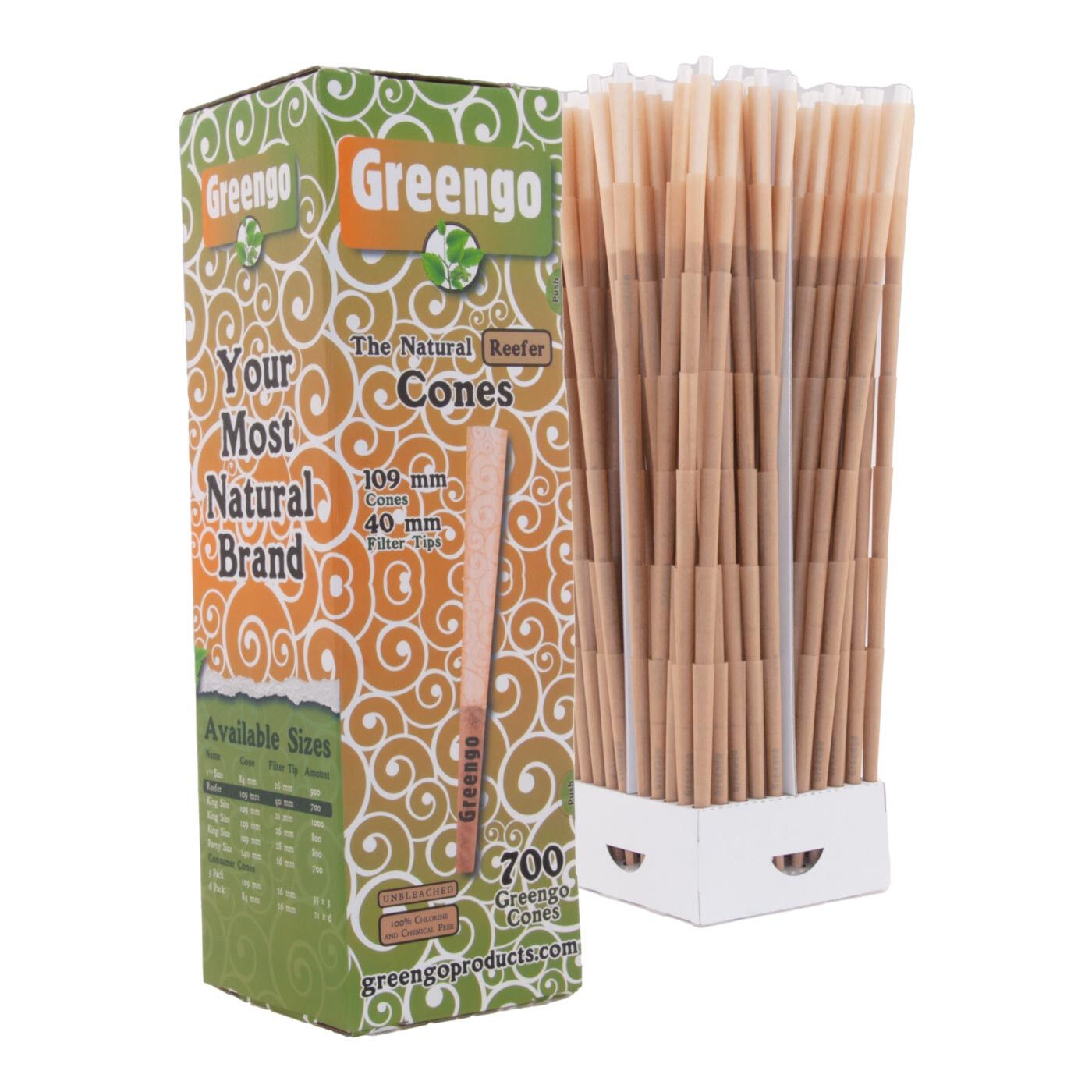 Greengo Cones King Size Reefer Unbleached 109/40Mm 700 Pcs