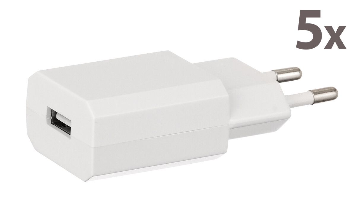 Grab N Go Wall Charger  1.0 Amp White 5 Pcs
