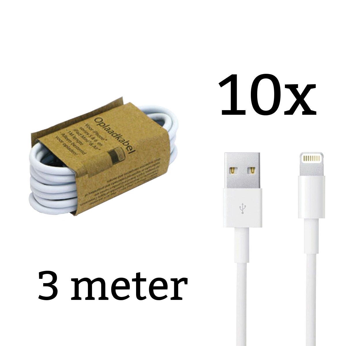 Grab N Go Lightning Charging Cable 8 Pins 3M White 10 Pcs